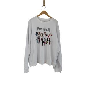 NEW UNFORTUNATE PORTRAIT unisex fur ball crewneck sweatshirt in white
